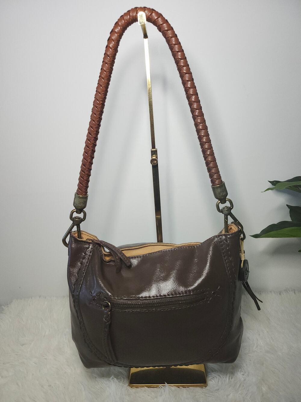 The Sak Indio Demi Small Hobo Shoulder Bag Chocolate Brown Leather